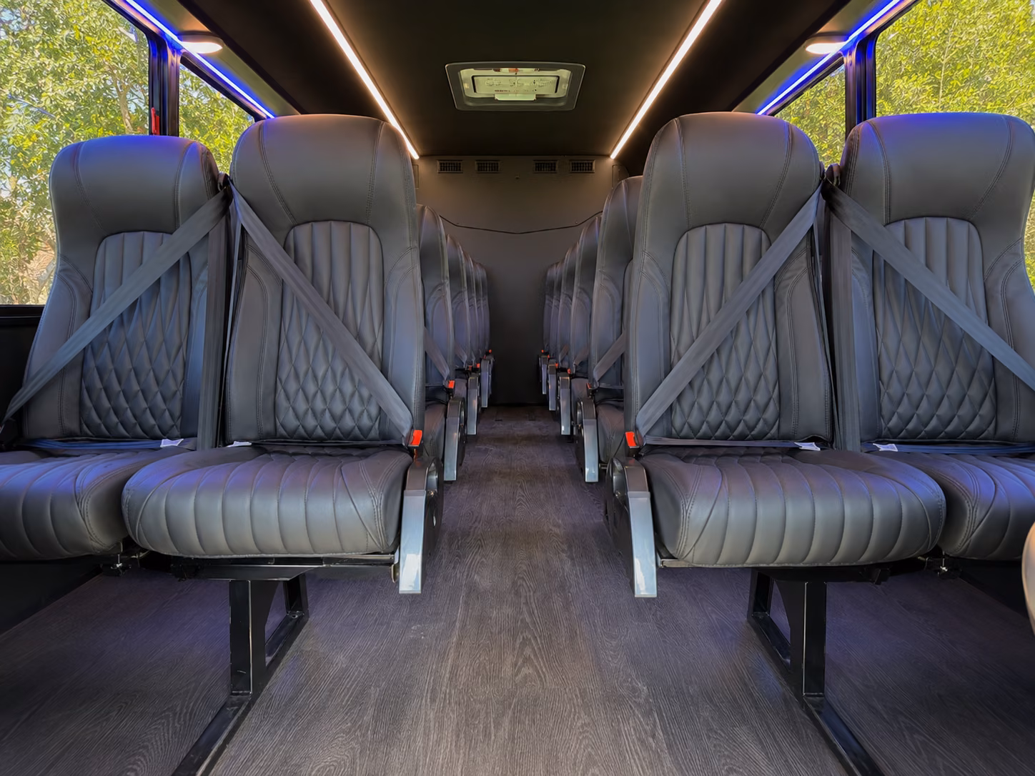 downey 18 passenger minibus inside