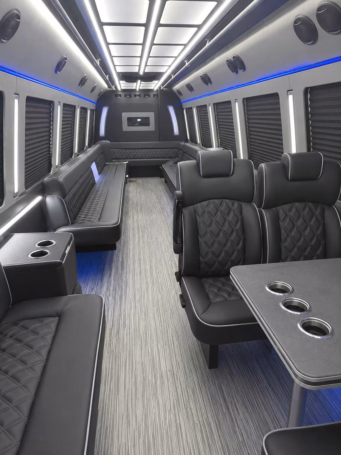 downey 25 passenger party bus inside