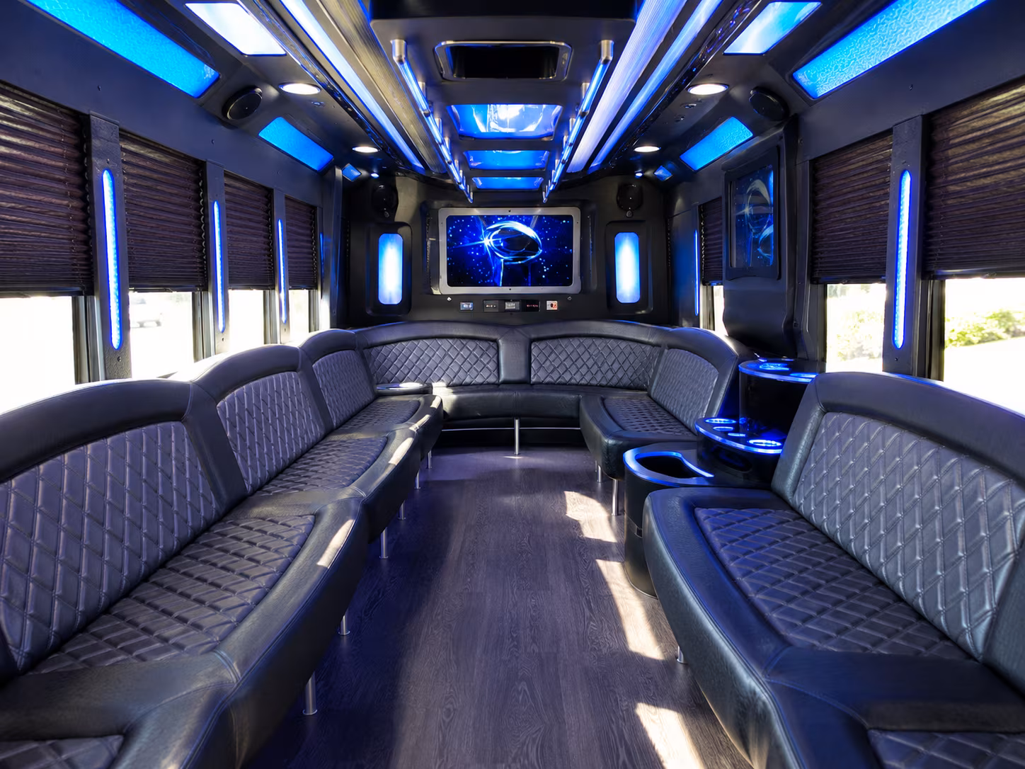 downey 28 passenger party bus inside