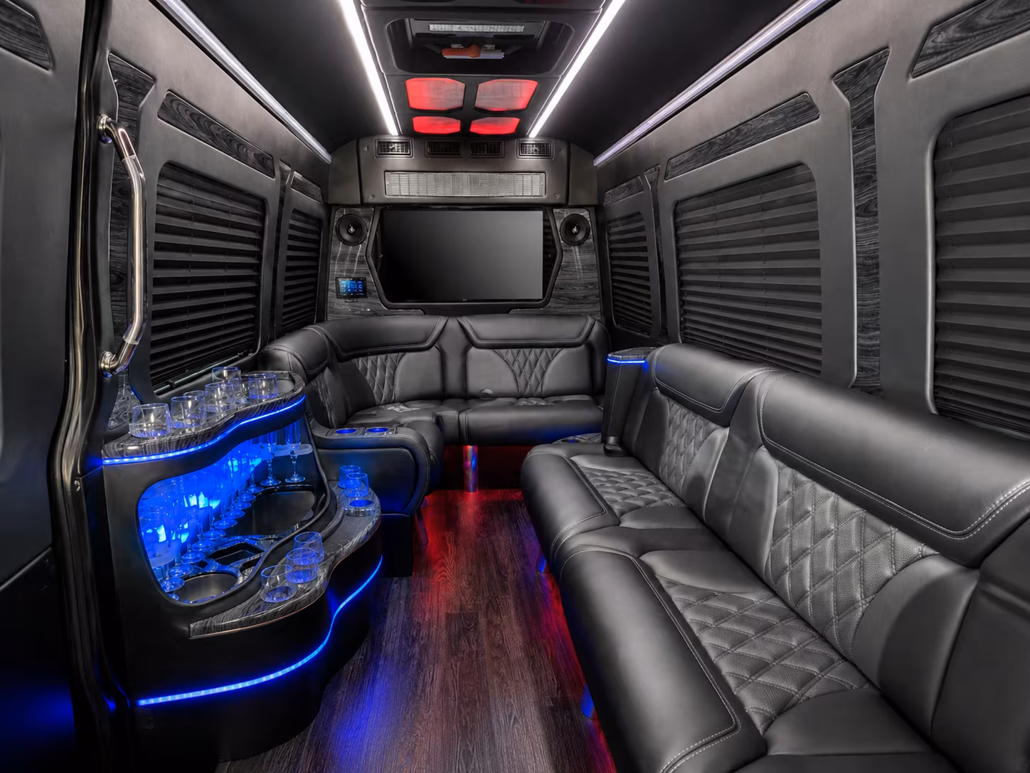 downey 30 passenger party bus interior