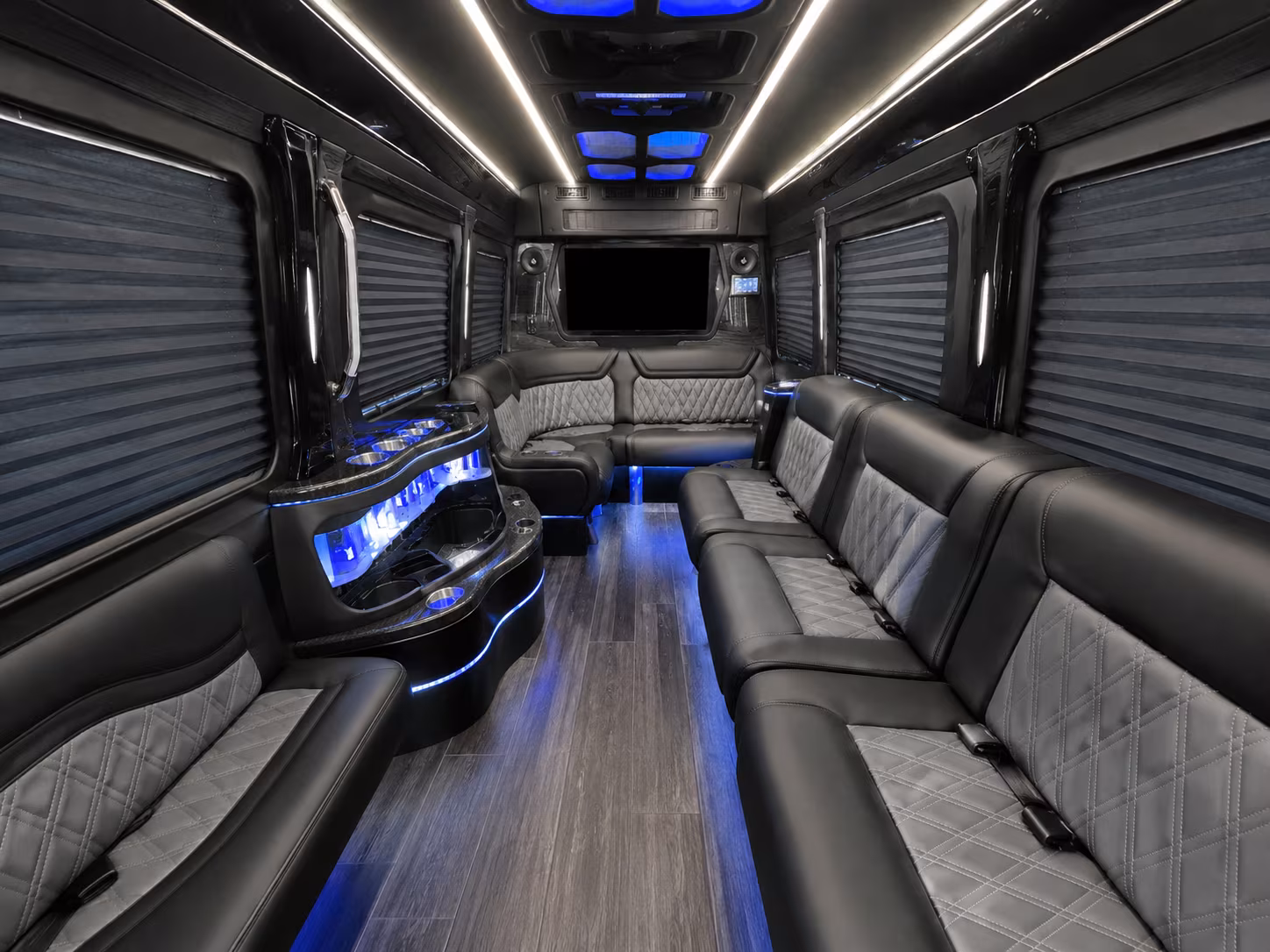 downey 50 passenger party bus interior