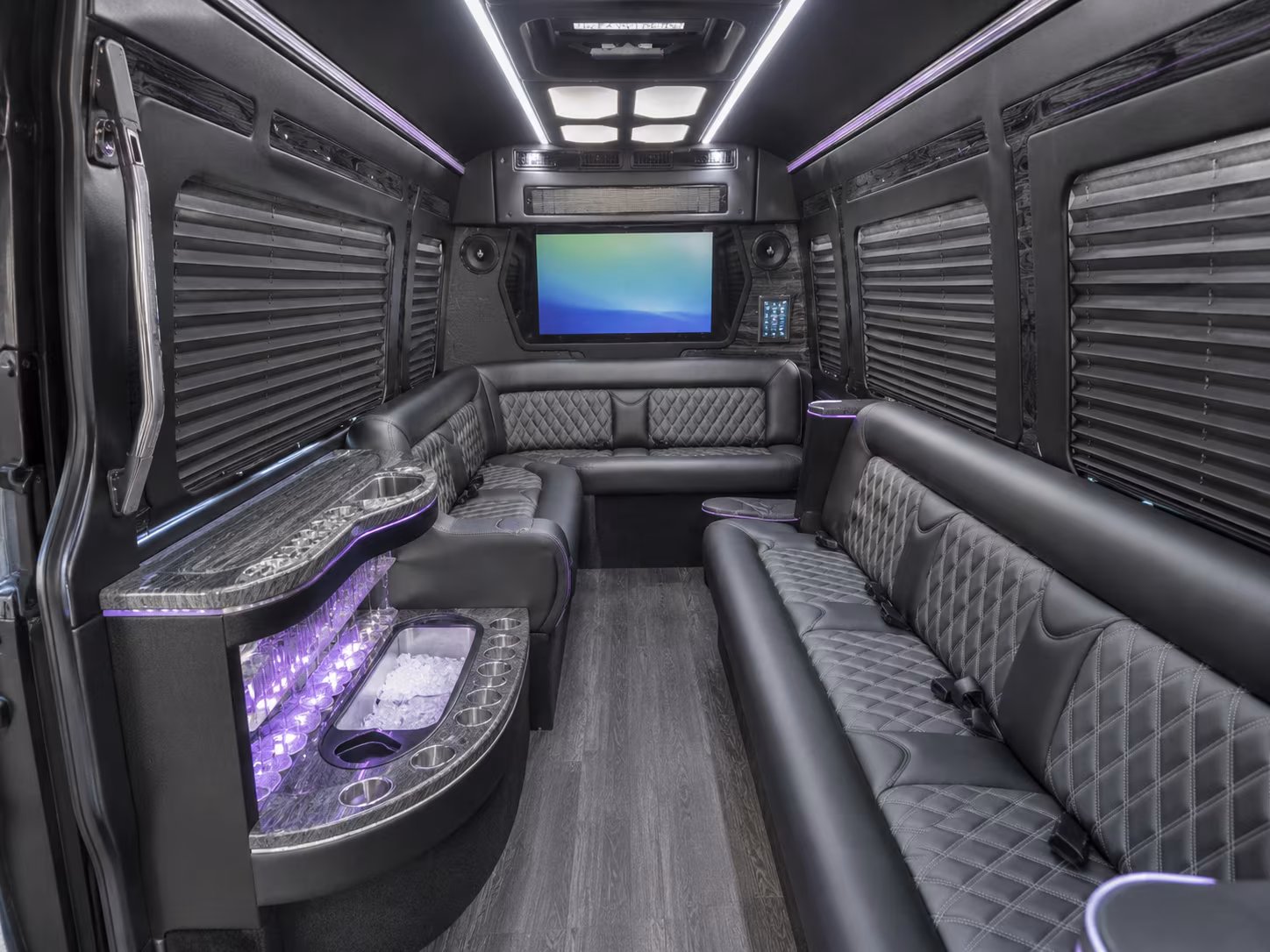 downey 56 passenger charter bus inside